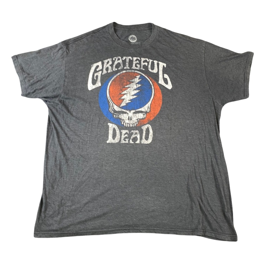Grateful Dead Mens 2XL Steal Your Face Gray Graphic T Shirt Ripple Junction 2018